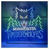 Minnesota Timberwolves Real Glass Neon Sign