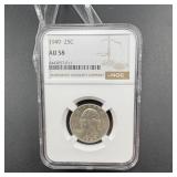 1949 Washington Silver Quarter AU58