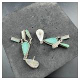 Native American Sterling Silver Turquoise Dangle E