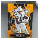 2025 Select Josh Jacobs orange football card, num.