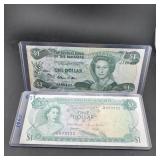 (2) Bahamas Paper Currency Notes