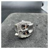 Silver Tone Rhinestone Ring Size 6 3/4