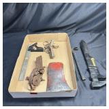 Tool Lot with Monkey Wrench & Ax Head