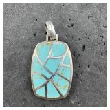 Southwest Sterling Silver Turquoise Pendant - 6.8
