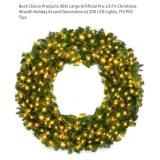 48" Large Artificial Pre-lit Fir Christmas Wreath