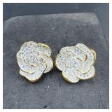 Joan Rivers Rhinestone Rose Clip-on Earrings