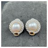 Judith Ripka Sterling Silver Pearl & Citrine Earri