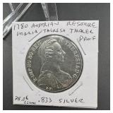 1780 Austrian Maria Theresa Thaler Restrike Silver