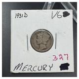 1931-D Mercury Silver Dime