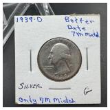 1939-D Washington Silver Quarter