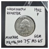 1942 Washington Silver Quarter