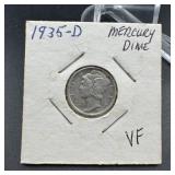 1935-D Mercury Silver Dime