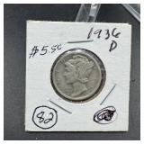 1936-D Mercury Silver Dime