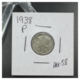 1938 Mercury Silver Dime