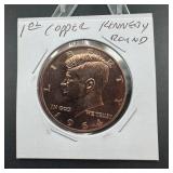 1oz Kennedy style COPPER round .999