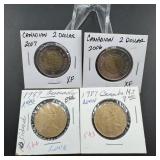 Four Canadian Dollar Coins