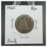 1860 Seated Liberty Quarter