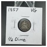 1857 Seated Liberty Half Dime