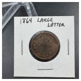 1864 Large Letter Two-Cent Coin