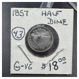 1857 Seated Liberty Silver Half Dime
