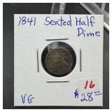 1841 Seated Liberty Silver Half Dime