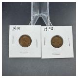 (2) Early Date Lincoln Wheat Cents  See Photos fo
