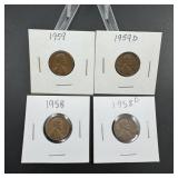 (4) Cents Including (2) 1959 Lincoln Cents