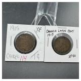 Two Canadian Cents  1915 Large Cent & 1915 Small