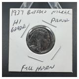 1937 BUFFALO NICKEL PROOF HI GRADE  FULL HORN