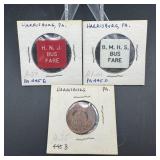 3 vintage Harrisburg Pa. token lot