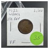 1922 Weak D Lincoln Wheat Cent