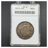 Soapbox 1947-d Walking Liberty Silver Half Dollar