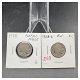 (2) Buffalo Nickels  See Photos for Dates