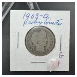 1903-O Barber Silver Quarter