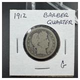 1912 Barber Silver Quarter