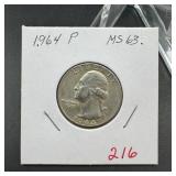1964 Washington Silver Quarter
