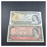 Two Canada $1 Notes (1954 & 1973)
