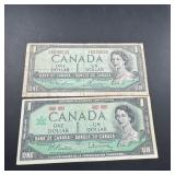 Two Canada $1 Notes (1954 & 1967)