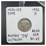 1942-D Mercury Silver Dime