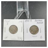 (2) Buffalo Nickels  See Photos for Dates