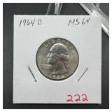 1964-D Washington Silver Quarter