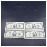 Four Consecutive $2 Notes