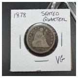 1878 Seated Liberty Silver Quarter