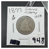 1877 Seated Liberty Silver Quarter