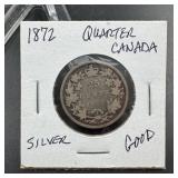 1872 Canadian Silver Quarter