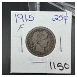 1915 Barber Silver Quarter