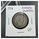1916 Barber Silver Quarter