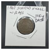 1867 SHIELD nickel no rays