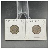 (2) Buffalo Nickels  See Photos for Dates