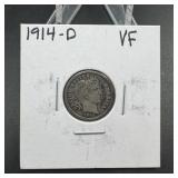 1914-D Barber Silver Dime